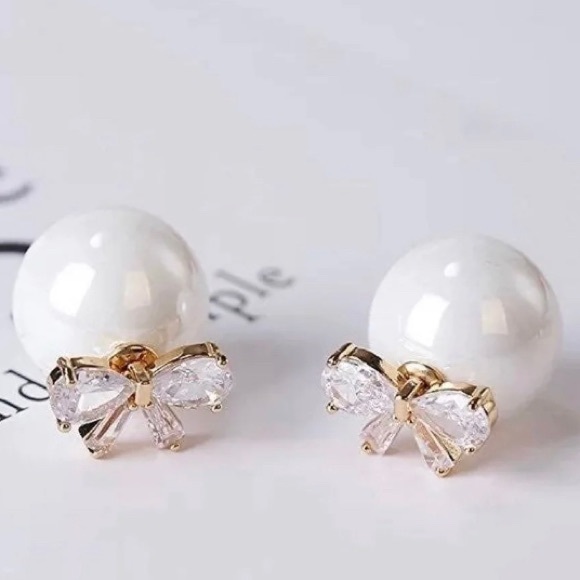 Bow and Ball Reversible Earrings - Picture 2 of 4